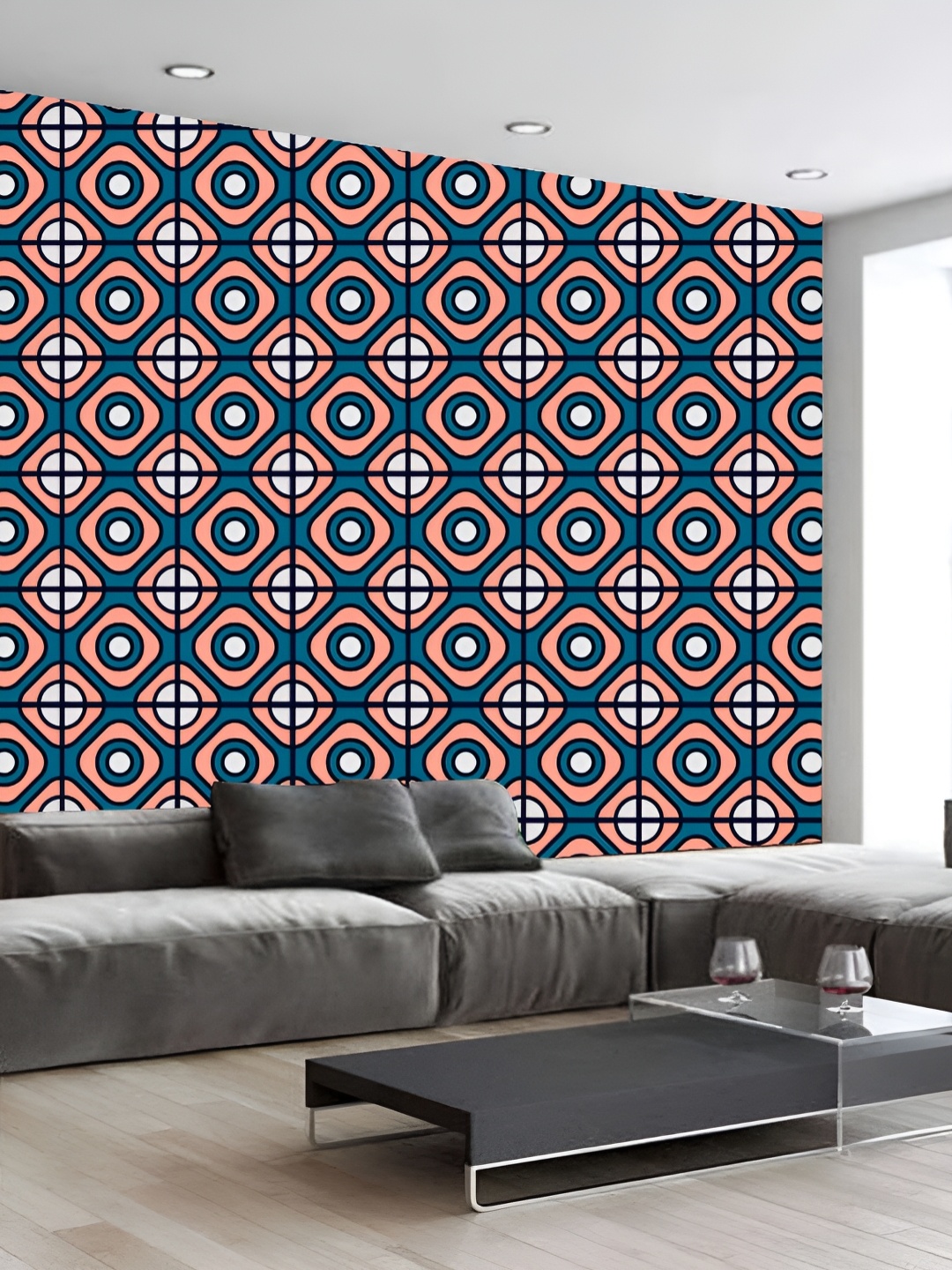 

KSHIRSA Black & peach Colored Printed Self-Adhesive 3D Wallpaper