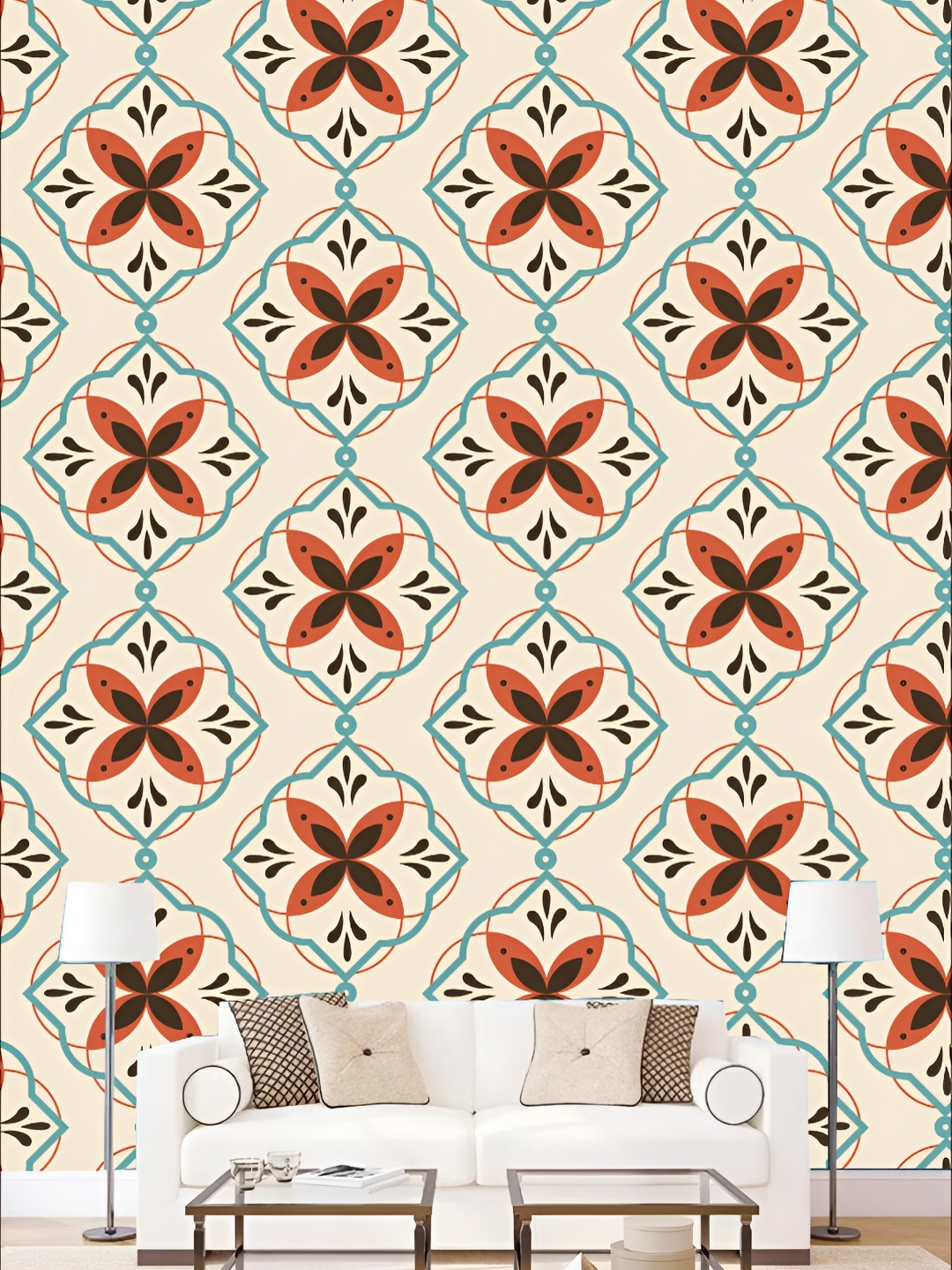

KSHIRSA Cream Colored Printed Self-Adhesive 3D Wallpaper