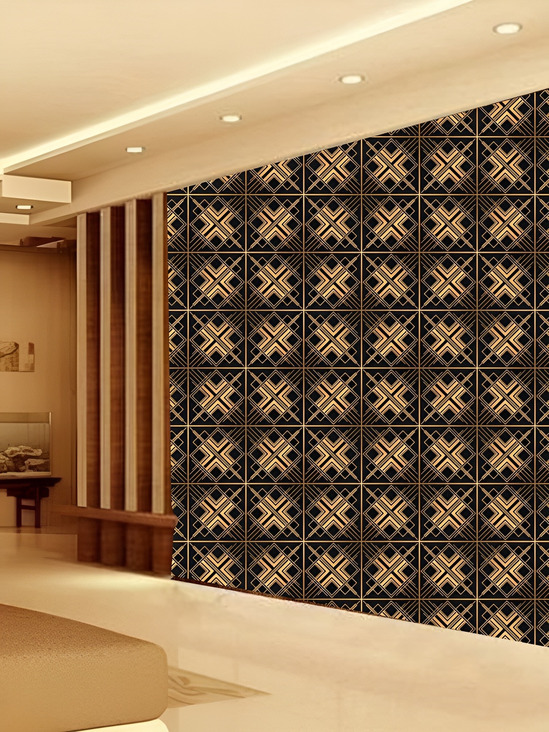 

KSHIRSA Black & Beige Self Adhesive Wall Wallpaper