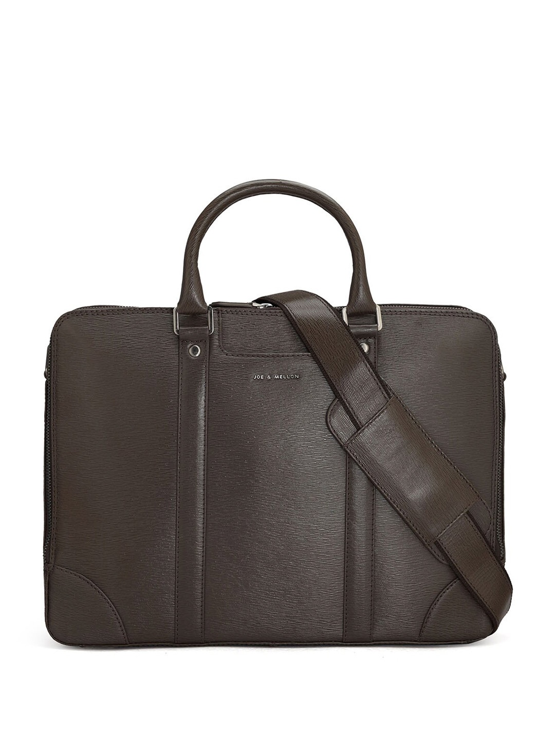 

Joe & Mellon Unisex Textured Leather Laptop Bag Up to 15 inch, Grey