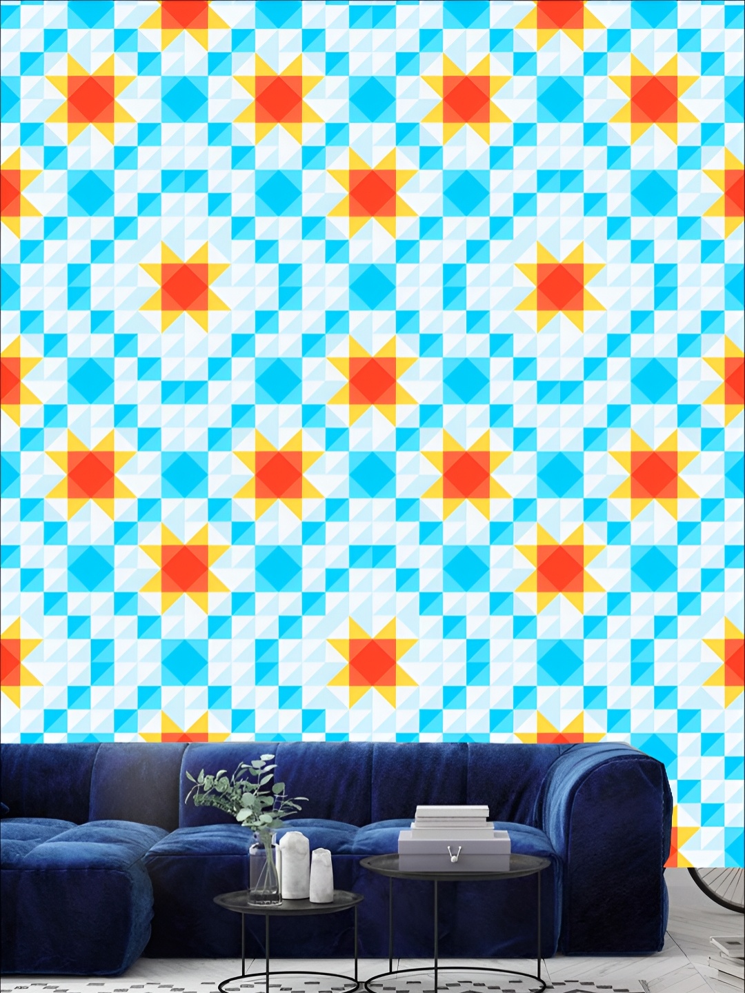 

KSHIRSA Blue Printed Self Adhesive 3D Wall Sticker