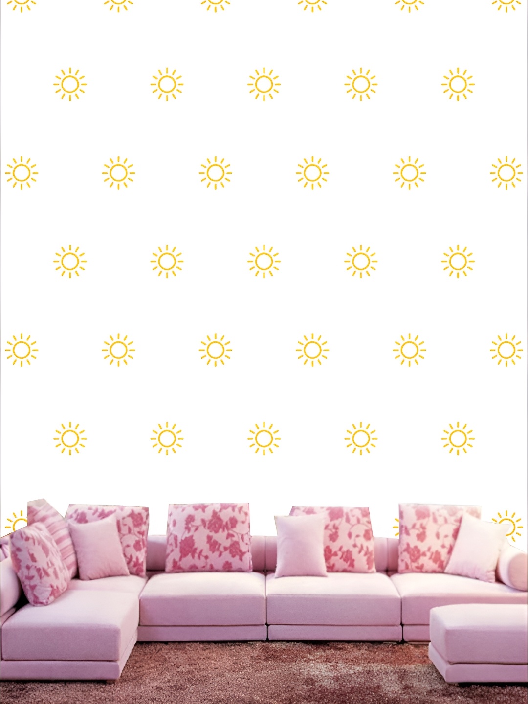 

KSHIRSA White & Yellow Printed Self Adhesive Vinyl 3D Wall Panels