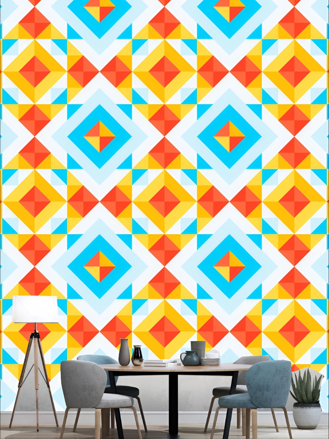 

KSHIRSA Blue & Yellow Self Adhesive Wall Wallpaper
