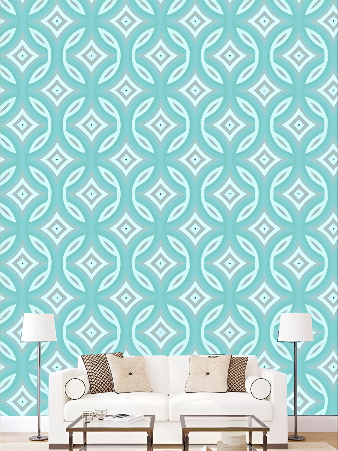 

KSHIRSA White & Blue Printed Self Adhesive Vinyl 3D Wall Panels