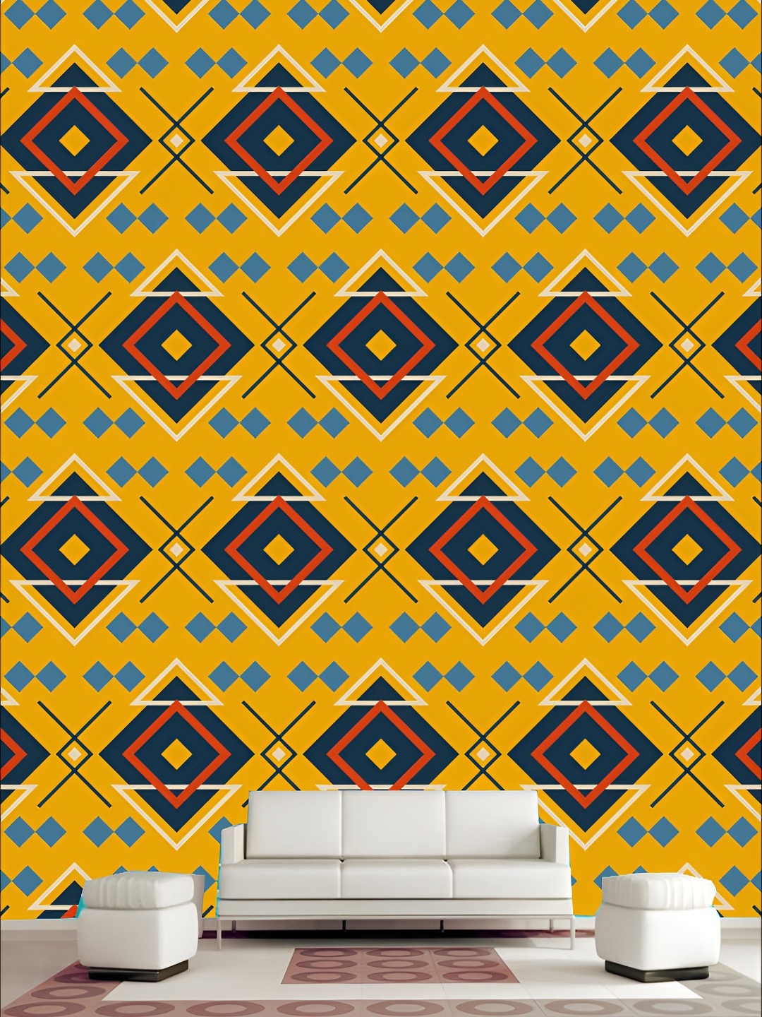 

KSHIRSA Yellow & Blue Printed Self Adhesive Vinyl 3D Wall Panels