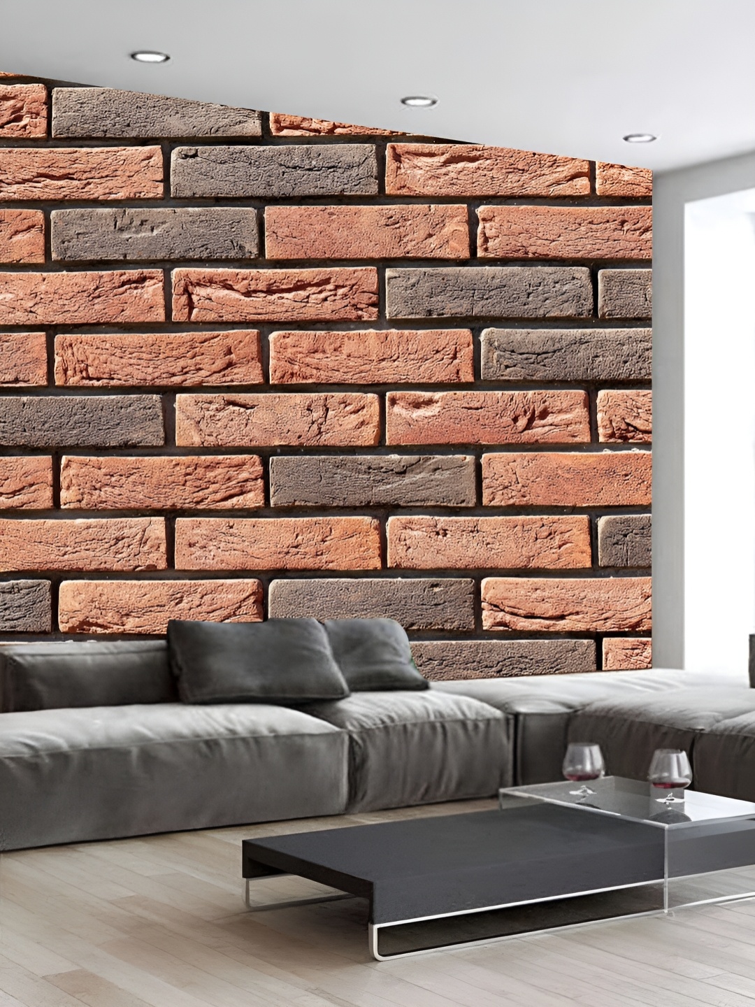 

KSHIRSA Rust & Grey Printed Self Adhesive Vinyl 3D Wall Panels