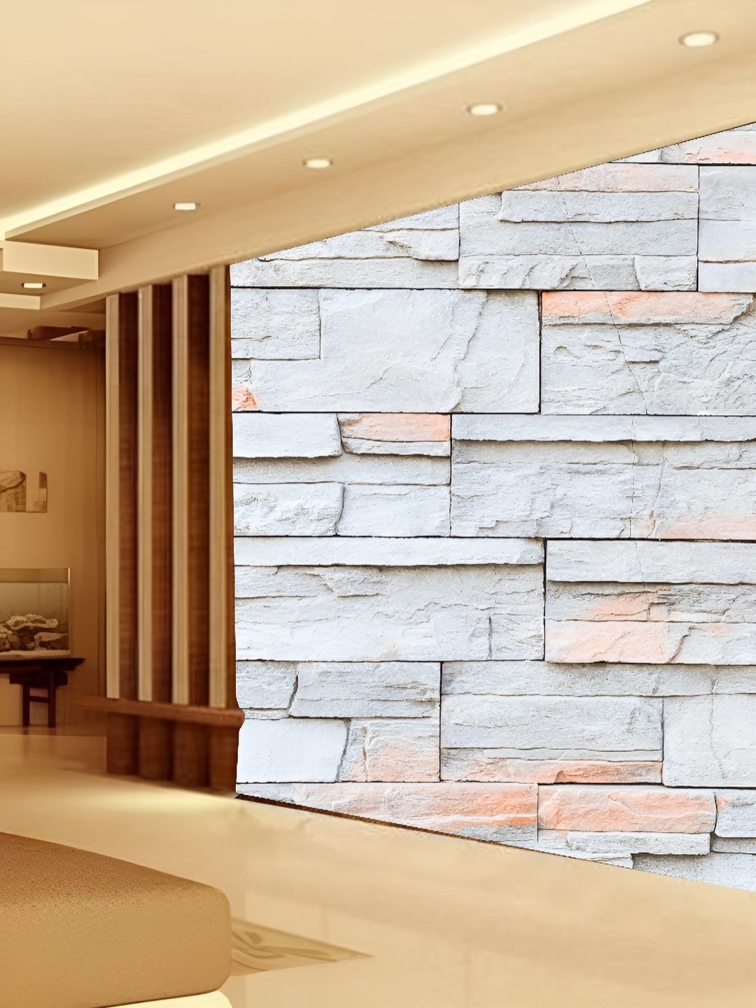 

KSHIRSA Grey & Orange Prinetd Self Adhesive 3D Wall Sticker