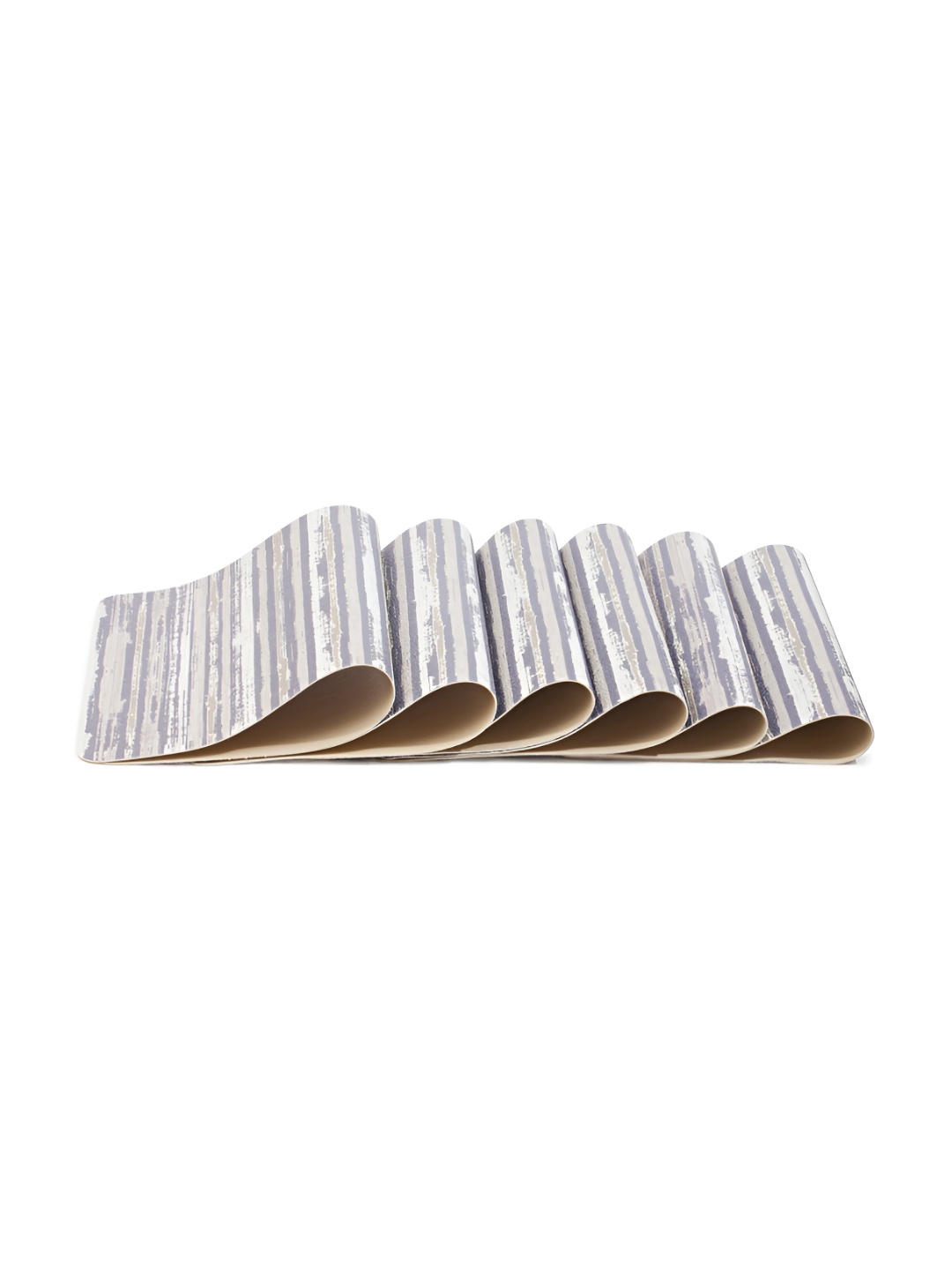 

OBSESSIONS Grey & Cream Striped Heat Resistant Rectangle Table Placemats