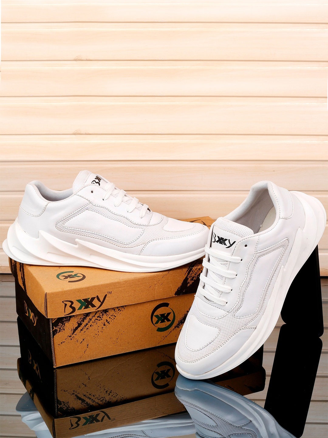 

Bxxy Men Mesh Running Shoes, White
