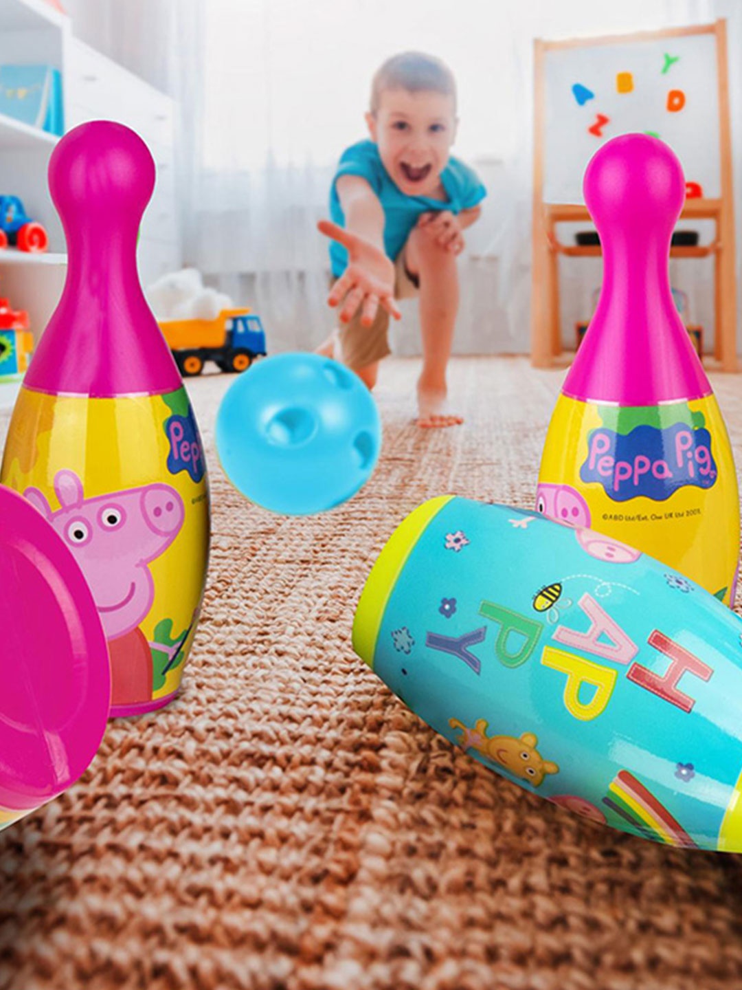 

Peppa Pig Kids Ready to Use Bowling Set for Indoor and Outdoor Use, Pink