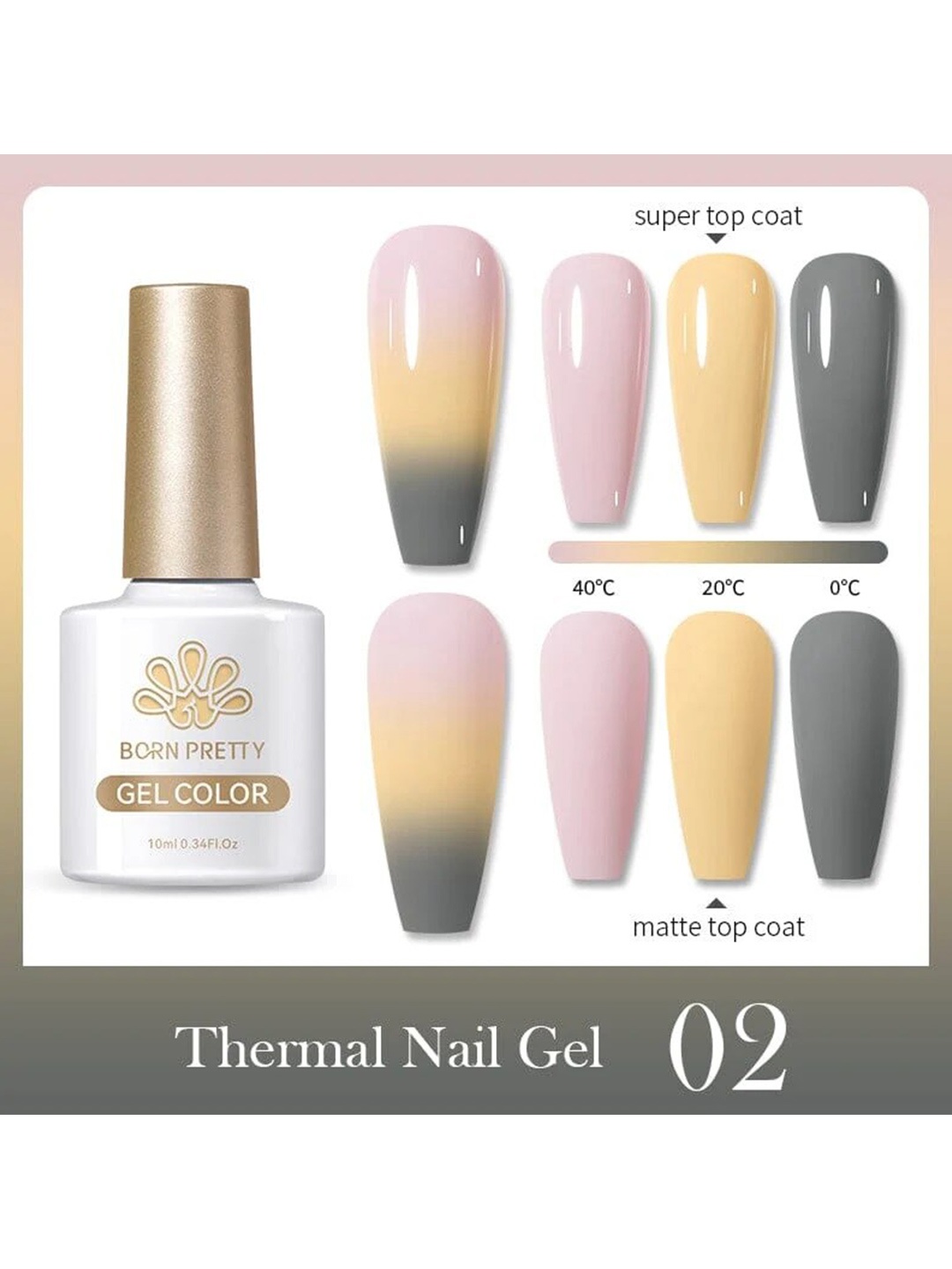 

BORN PRETTY Thermal Color Changing Gel Nail Polish - 10ml - TG02, Multi