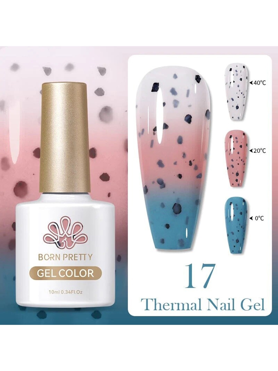 

BORN PRETTY Thermal Color Changing Gel Nail Polish - 10ml - TG17, Multi