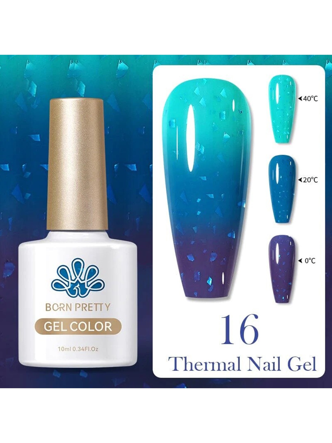 

BORN PRETTY Thermal Color Changing Gel Nail Polish - 10ml - TG16, Multi