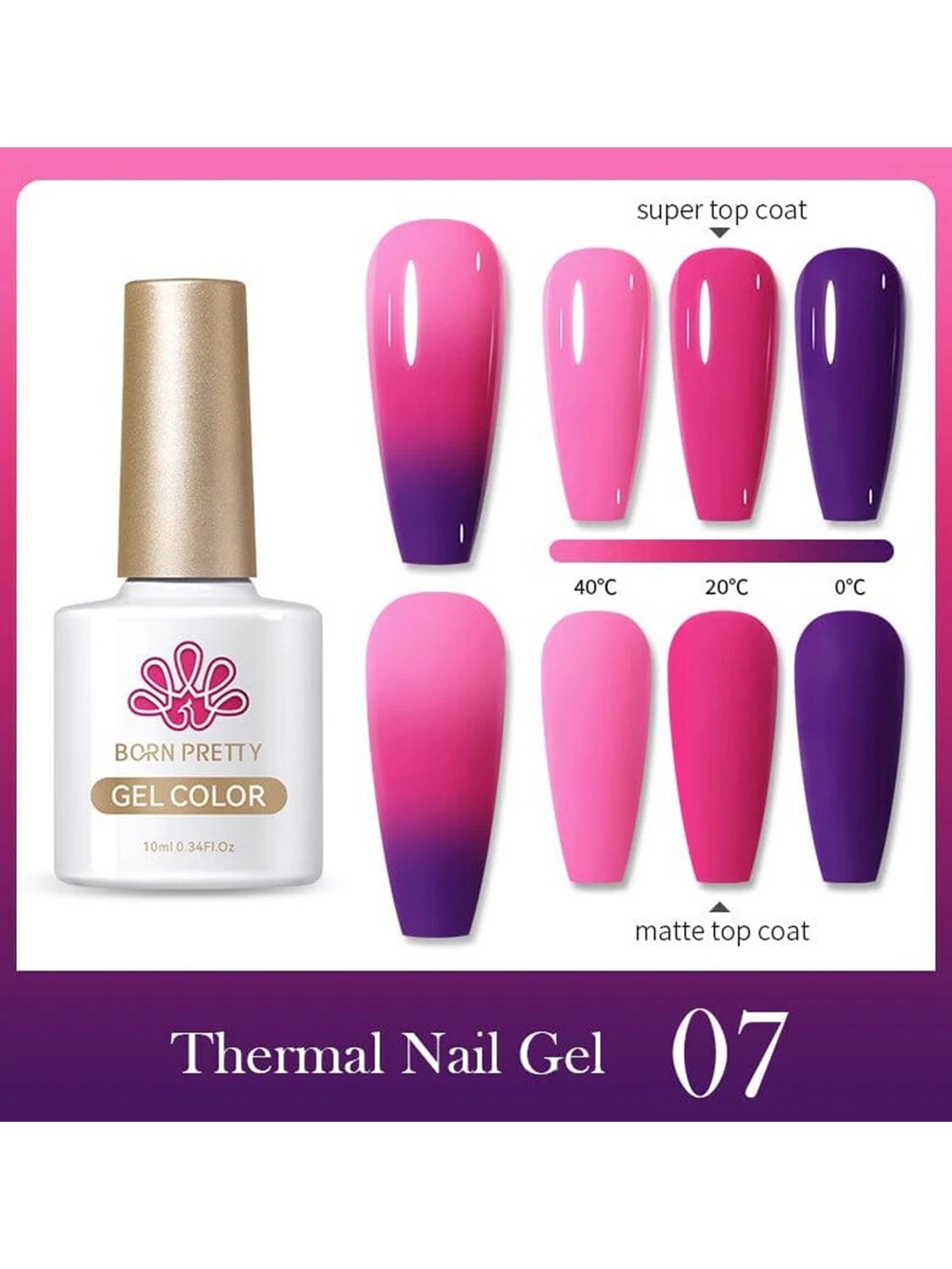

BORN PRETTY Thermal Color Changing Gel Nail Polish - 10ml - TG07, Multi