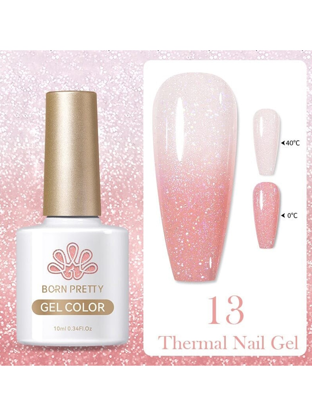 

BORN PRETTY Thermal Color Changing Gel Nail Polish - 10ml - TG13, Multi