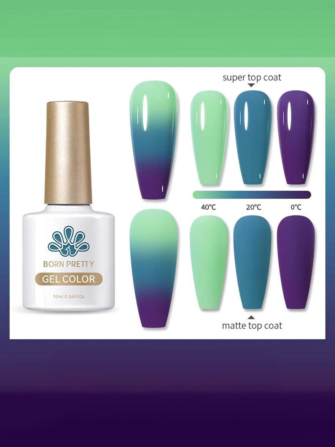 

BORN PRETTY Thermal Color Changing Gel Nail Polish - 10ml - TG11, Multi