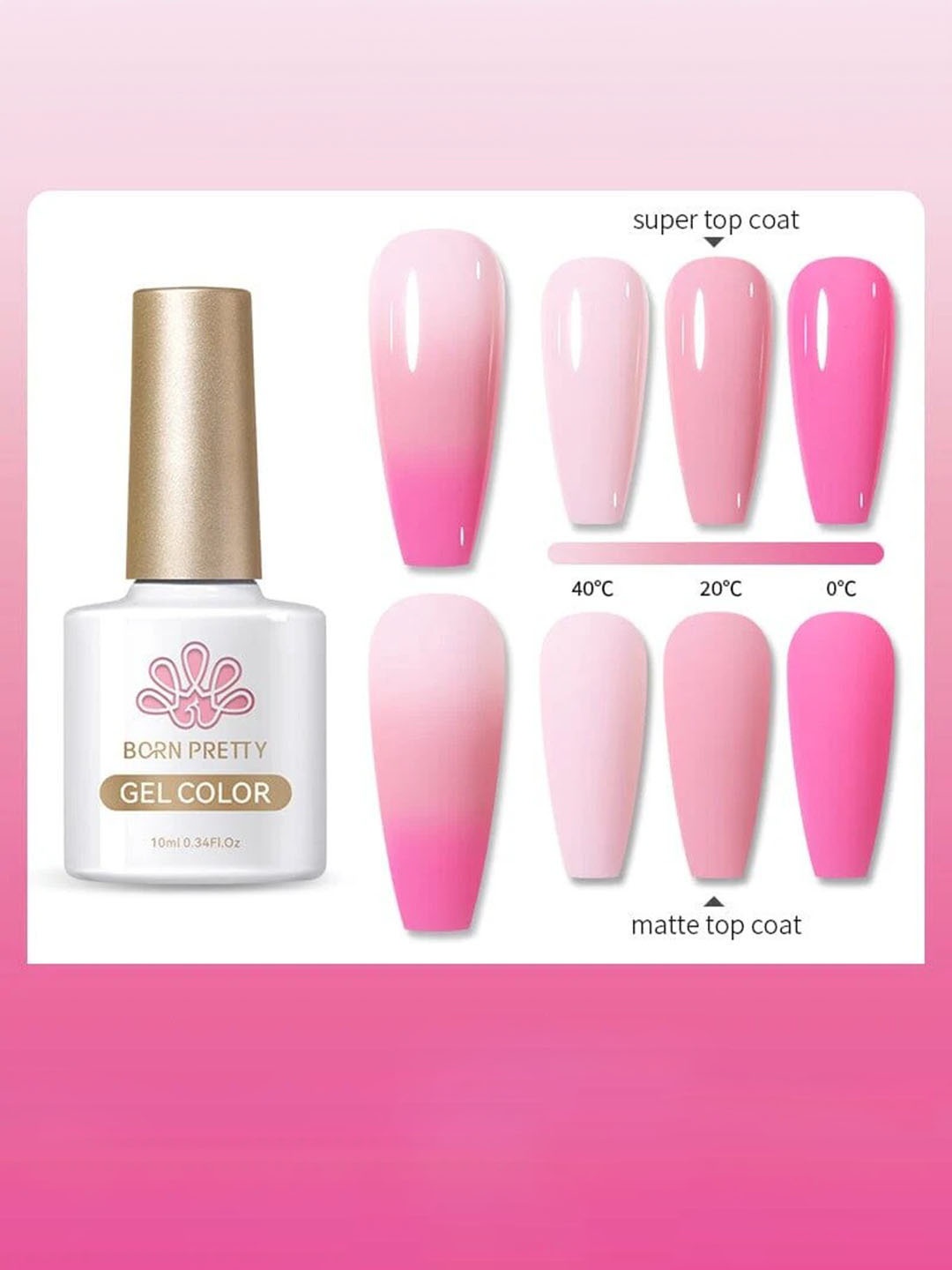 BORN PRETTY Thermal Color Changing Gel Nail Polish - 10ml - TG03, Multi