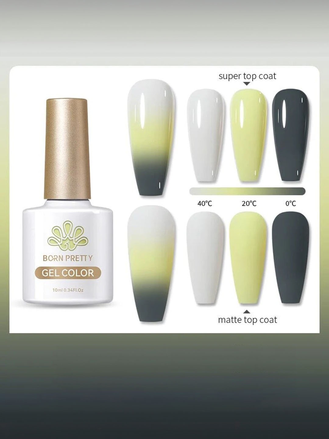 

BORN PRETTY Thermal Color Changing Gel Nail Polish - 10ml - TG01, Multi