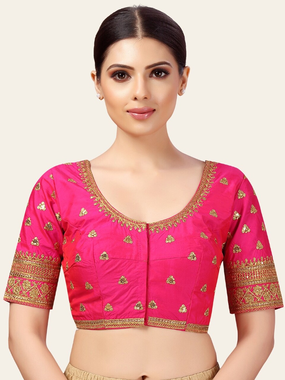 

Studio Shringaar Chikankari Readymade Saree Blouse, Pink