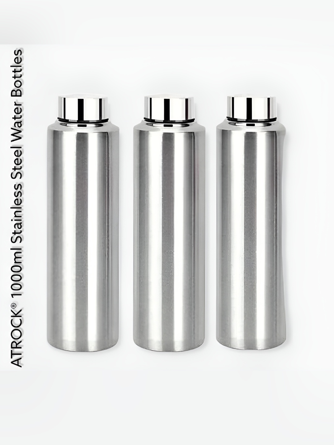 

ATROCK 3 Pcs Stainless Steel Water Bottles 1 L Each, Silver