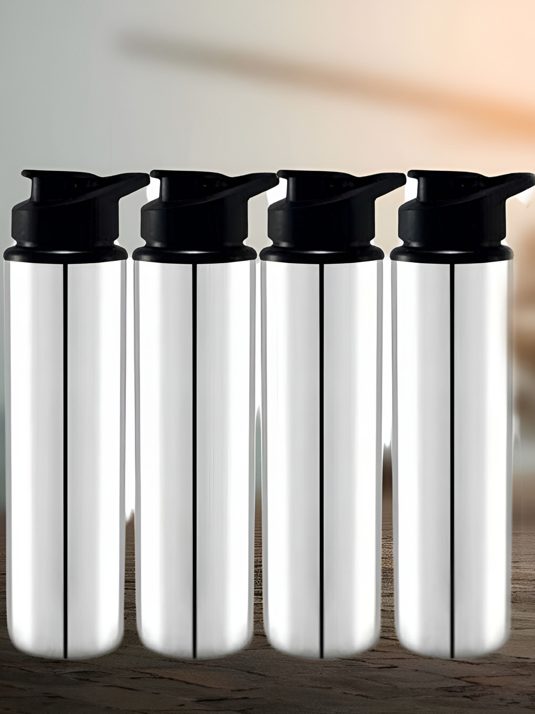 

ATROCK Silver-Toned 4 Pieces Stainless Steel Sipper Water Bottles