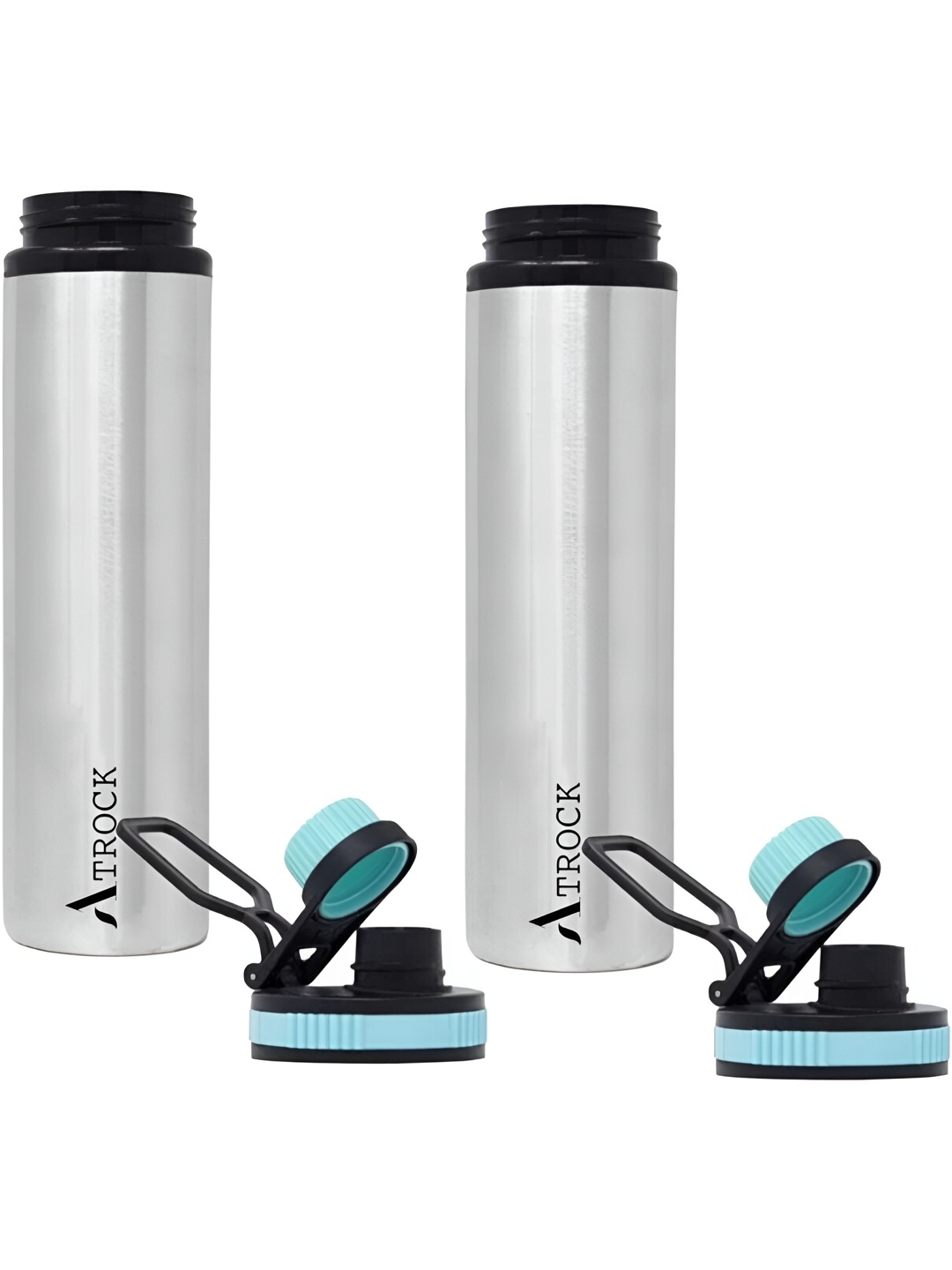 

ATROCK Silver-Toned & Blue 2 Pieces Stainless Steel Water Bottles 950ml Each