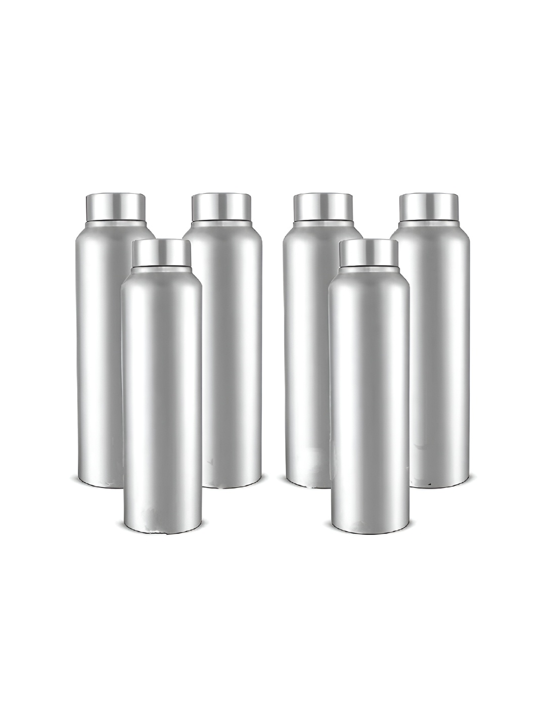 

ATROCK Silver-Toned 6 Pieces Stainless Steel Water Bottle 1.05ml each
