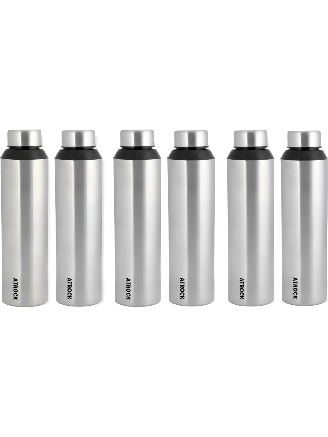 

ATROCK Silver-Toned 6 Pieces Stainless Steel Water Bottles 1L