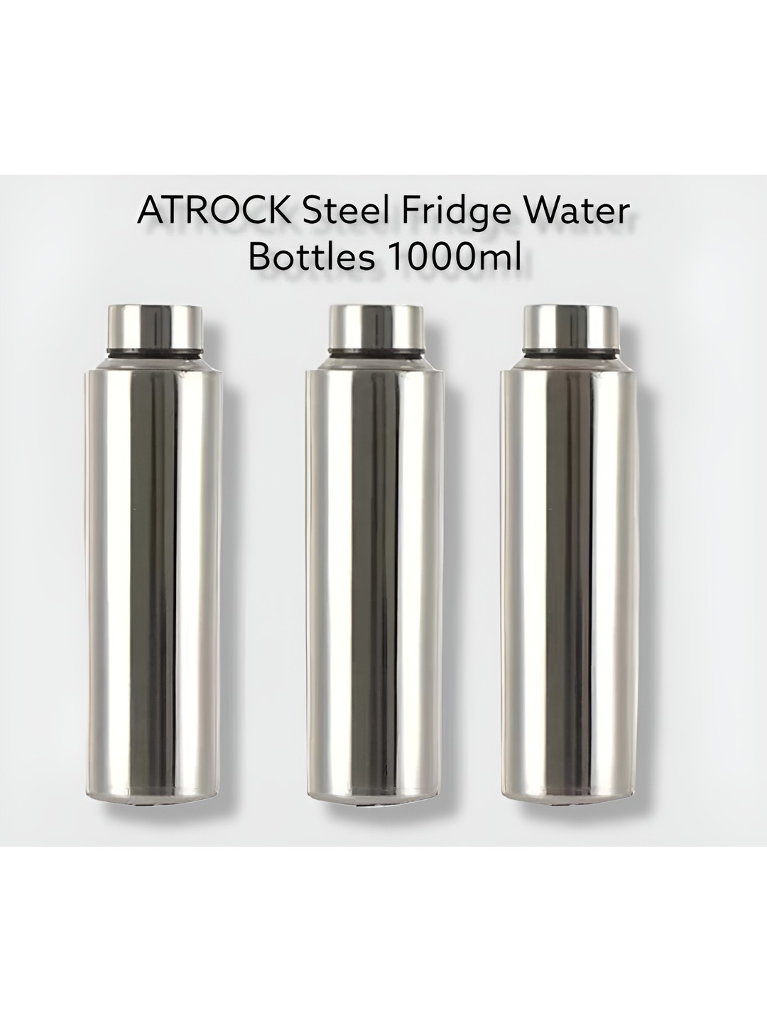 

ATROCK 3 Pcs Stainless Steel Water Bottles 1 L Each, Silver