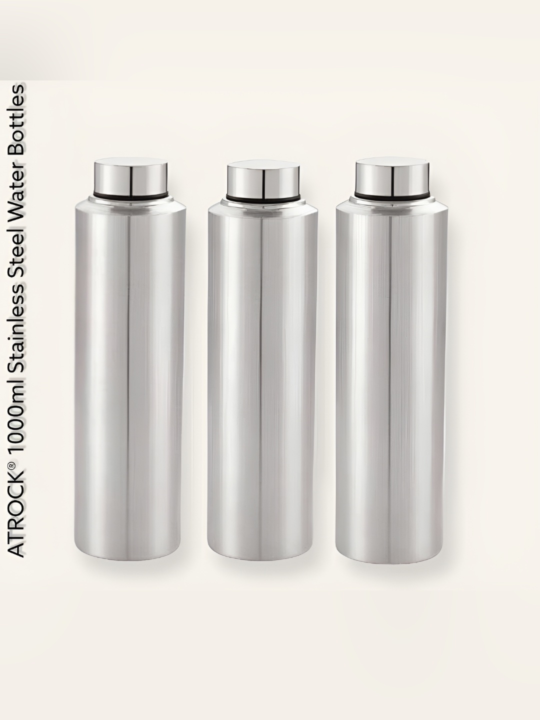 

ATROCK Silver-Toned 3 Pcs Stainless Steel Water Bottles