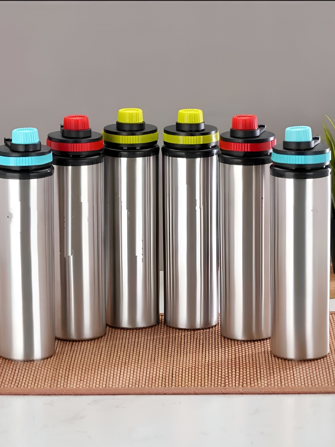 

ATROCK Blue & Red 6 Pcs Stainless Steel Water Bottles 900 ml Each