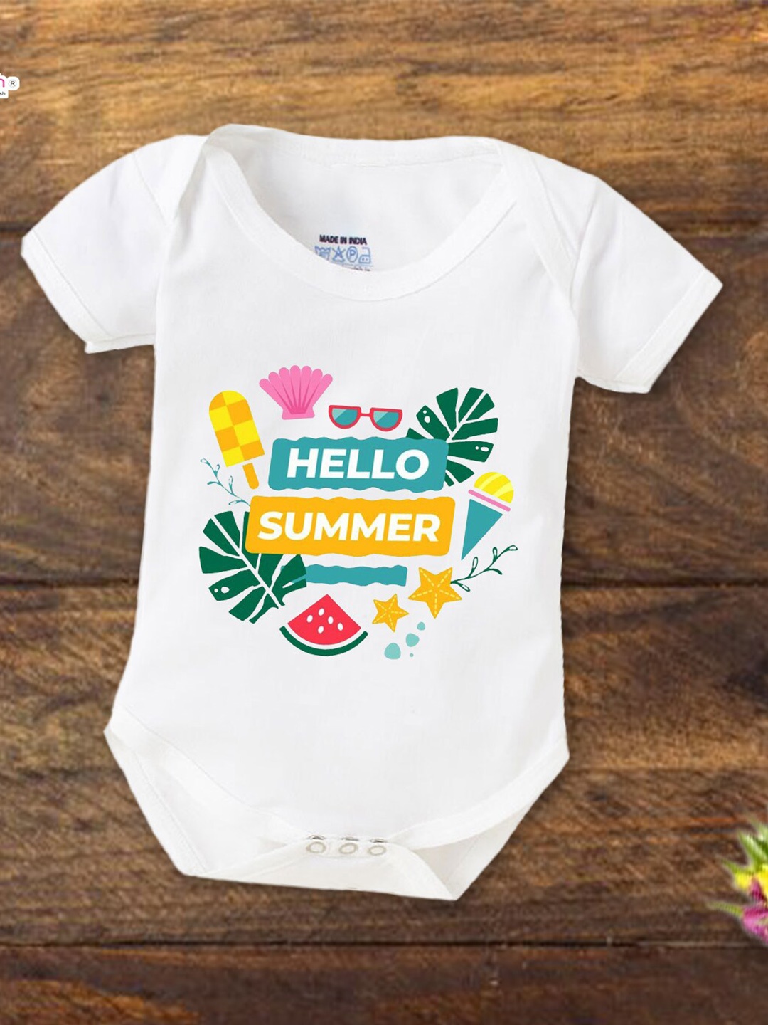 

Babywish Infants Printed Cotton Bodysuit, White