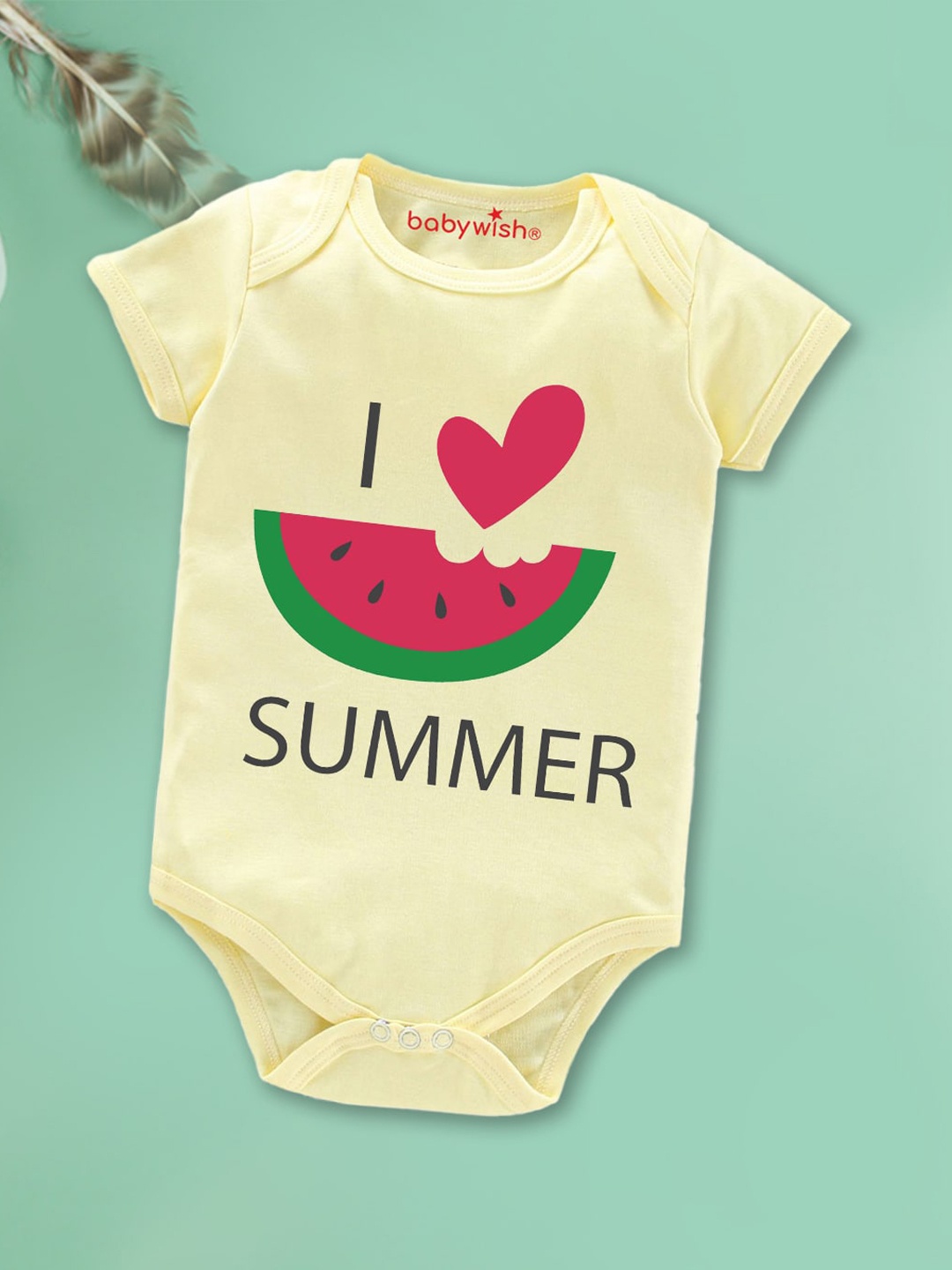 

Babywish Summer Infants Printed Breathable Cotton Bodysuit, Yellow