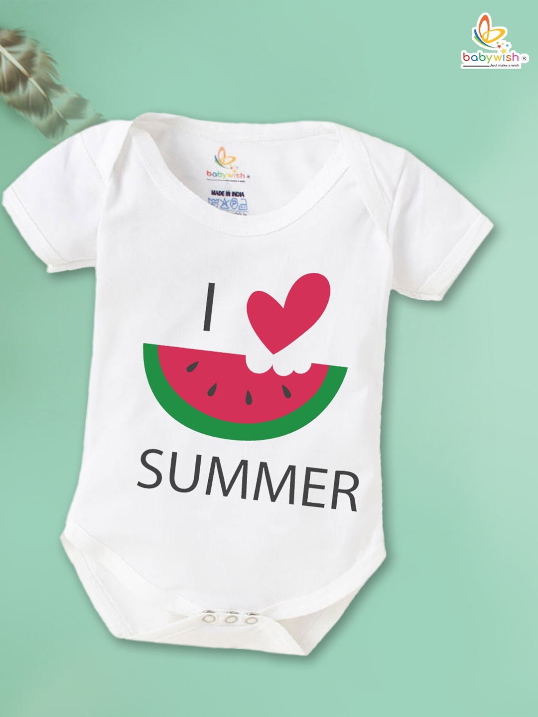 

Babywish Summer Infants Printed Breathable Cotton Bodysuit, White