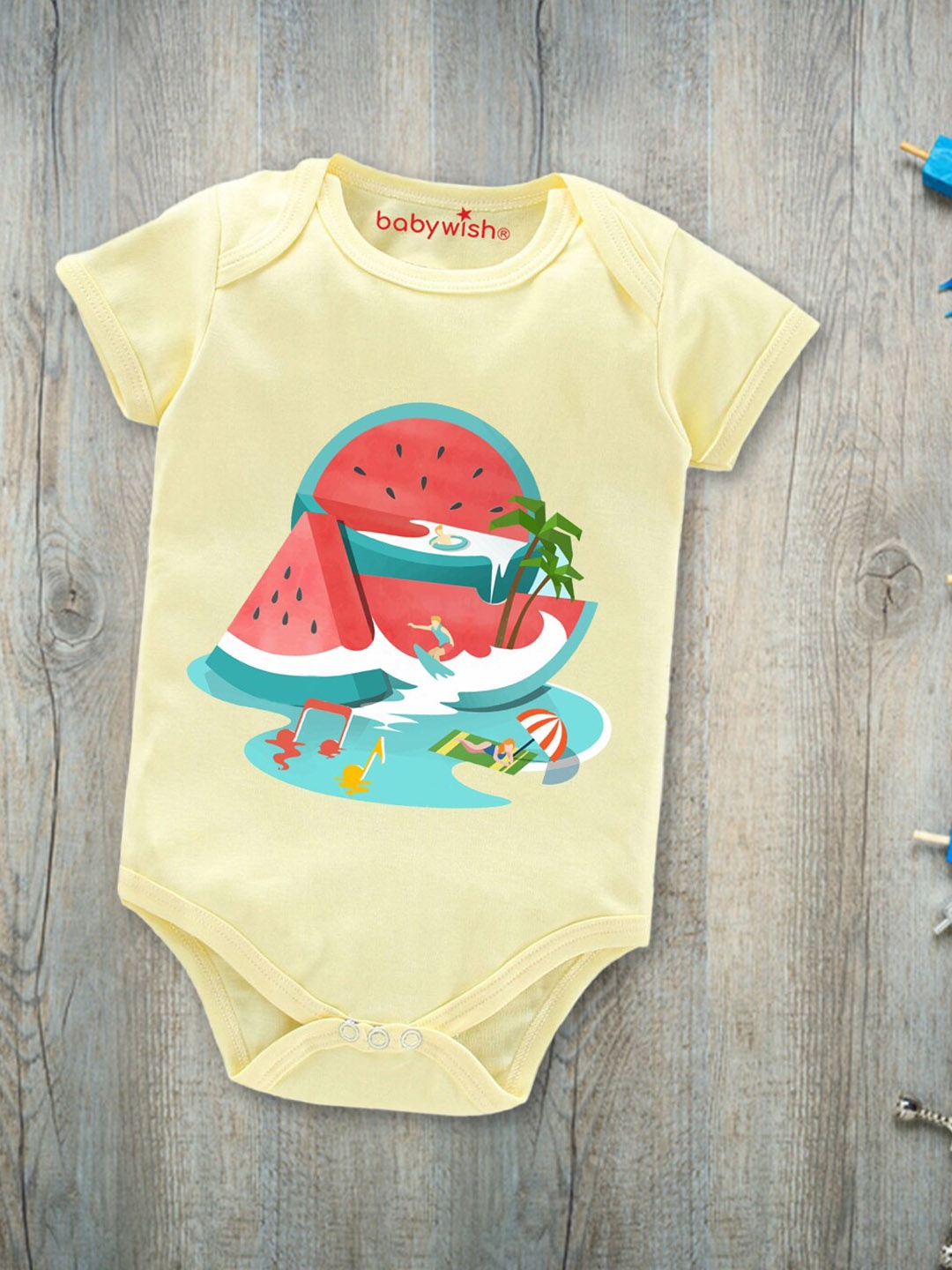

Babywish Infants Printed Cotton Bodysuit, Yellow