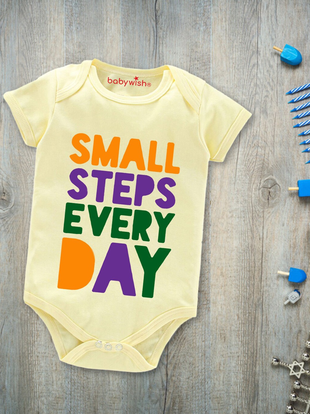 

Babywish Summer Infants Printed Breathable Cotton Bodysuit, Yellow