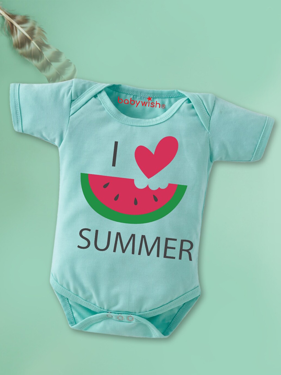 

Babywish Infants Printed Cotton Bodysuit, Sea green