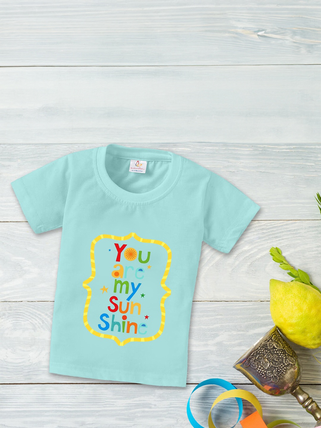 

Babywish Kids Round Neck Relaxed Fit Typography Printed Cotton T-shirt, Sea green