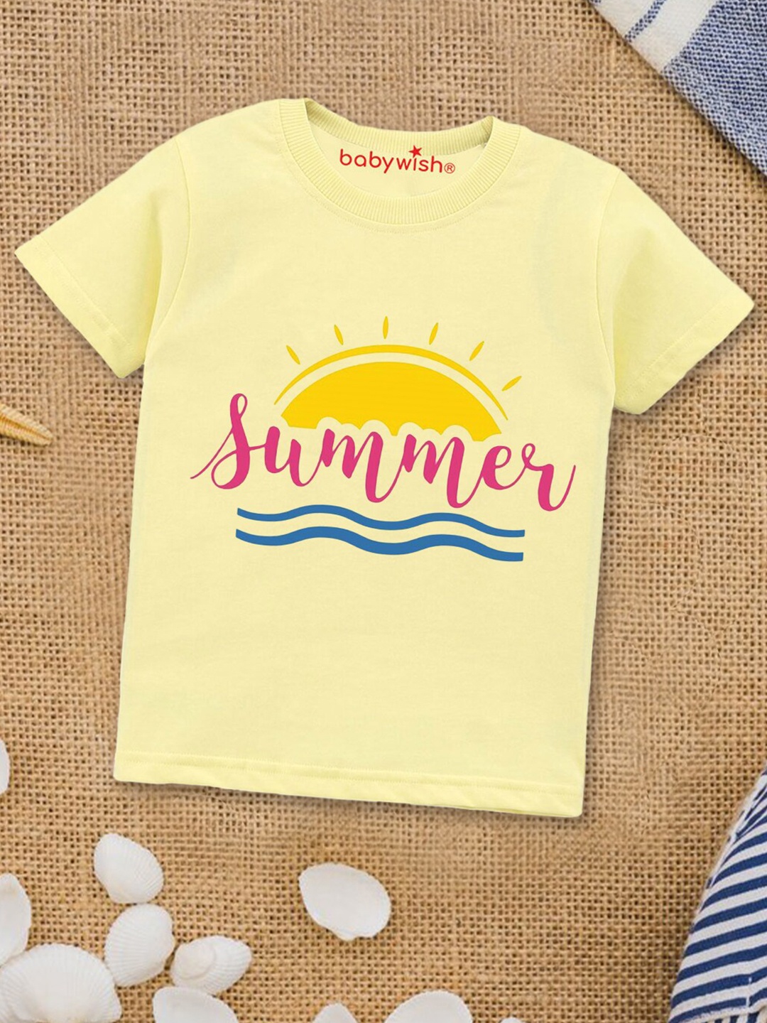

Babywish Kids Round Neck Typography Printed Cotton T-shirt, Yellow