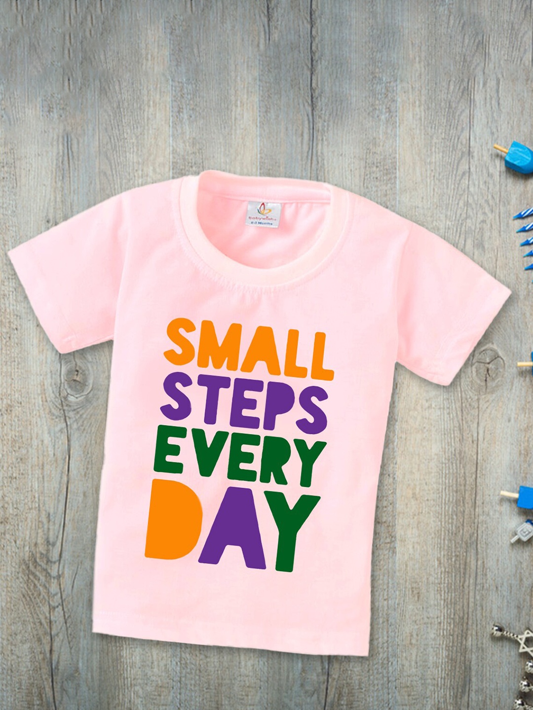 

Babywish Kids Round Neck Typography Printed Cotton T-shirt, Pink