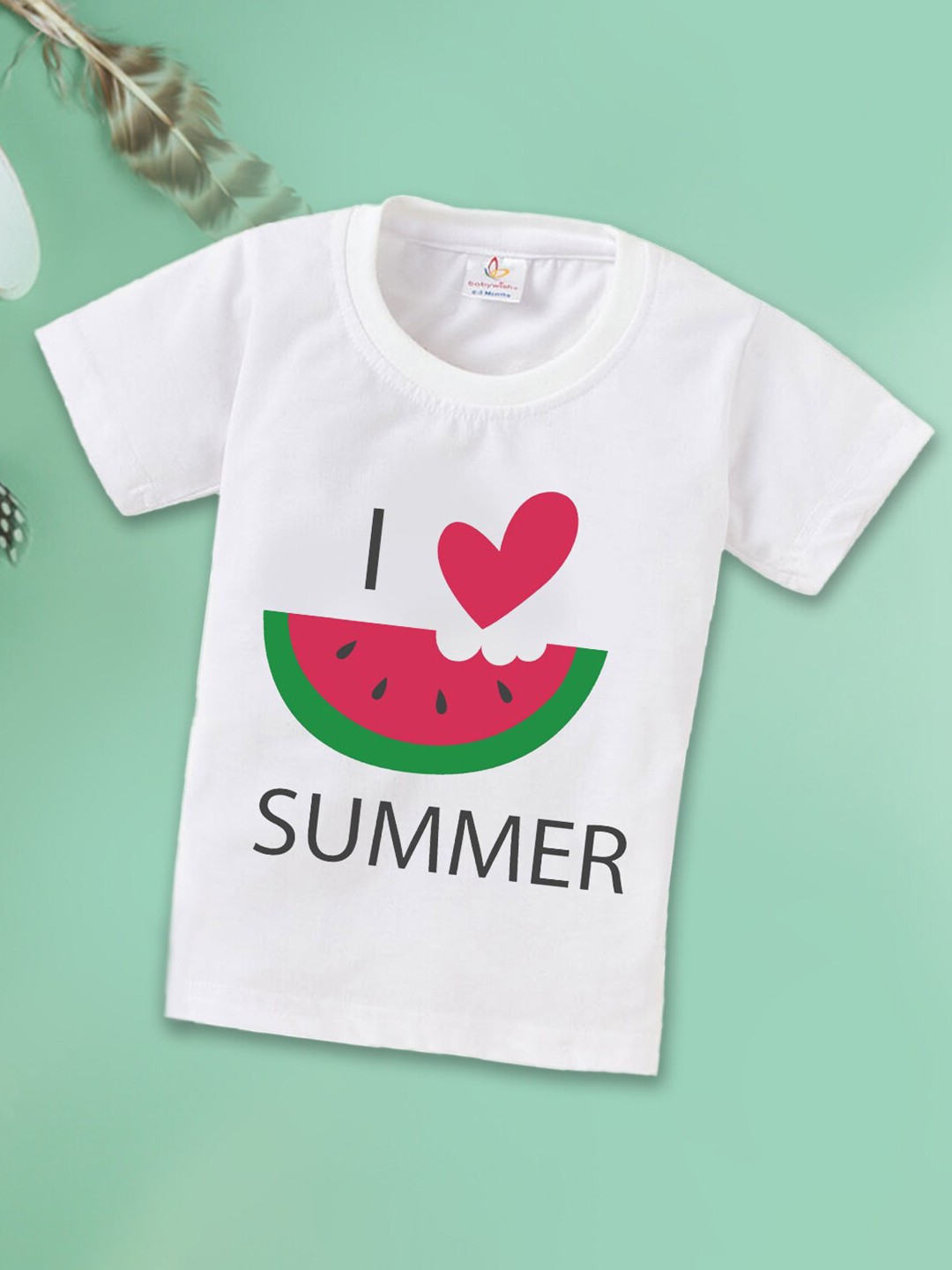 

Babywish Kids Round Neck Graphic Printed Cotton T-shirt, White