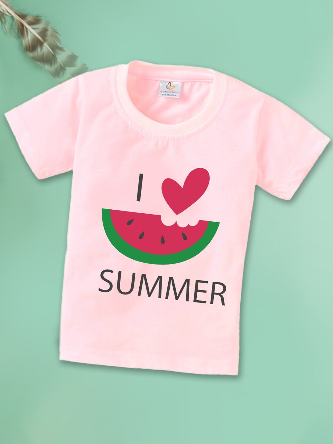 

Babywish Kids Round Neck Graphic Printed Cotton T-shirt, Pink