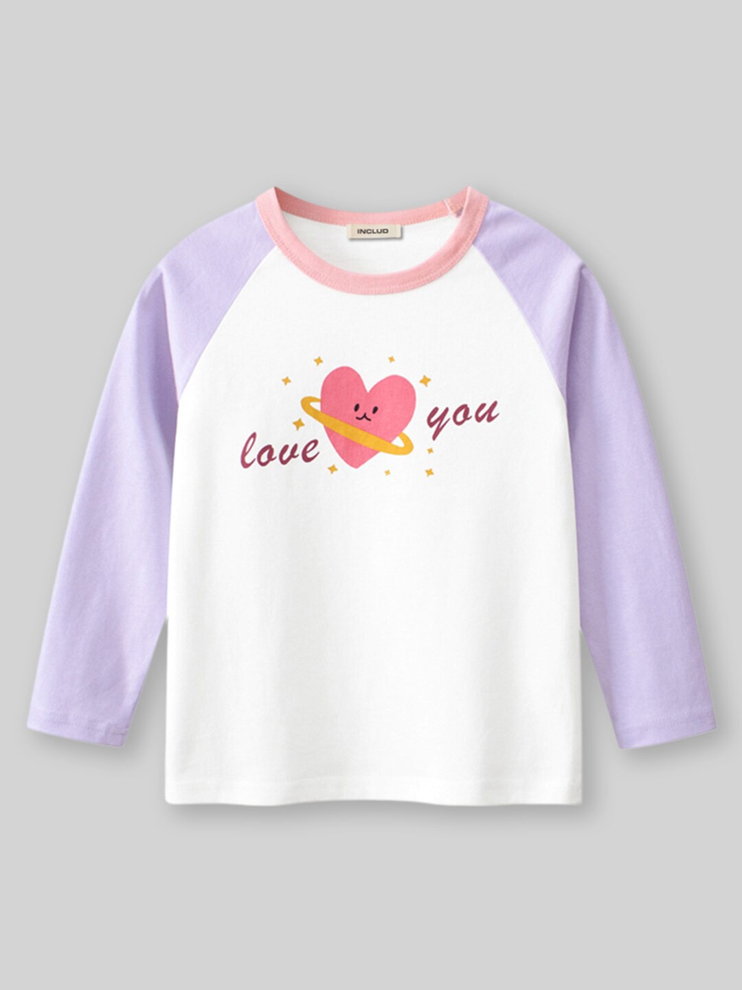 

INCLUD Girls Typography Printed Round Neck T-shirt, Purple