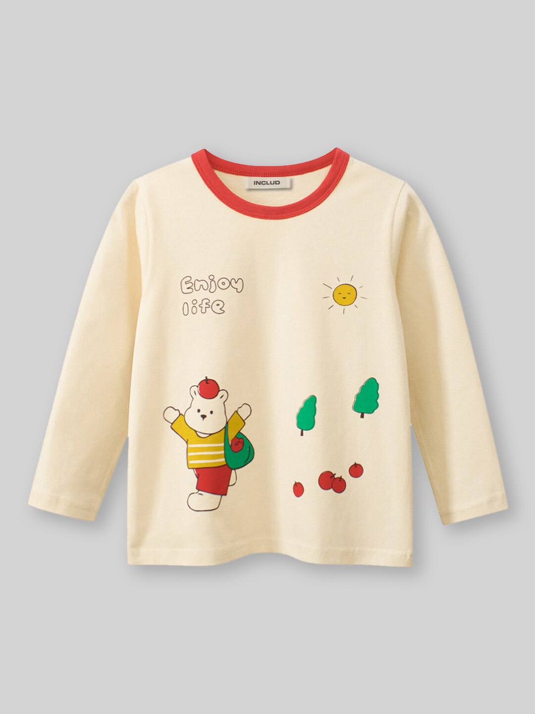

INCLUD Girls Printed Short Sleeves T-shirt, Beige