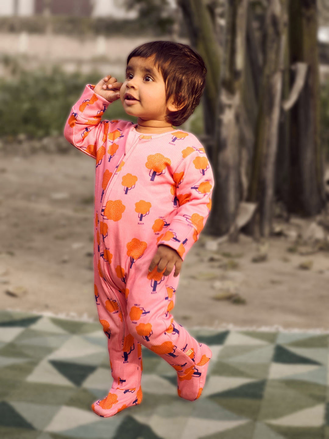 

Somersault Kids Printed Cotton Sleepsuit, Pink