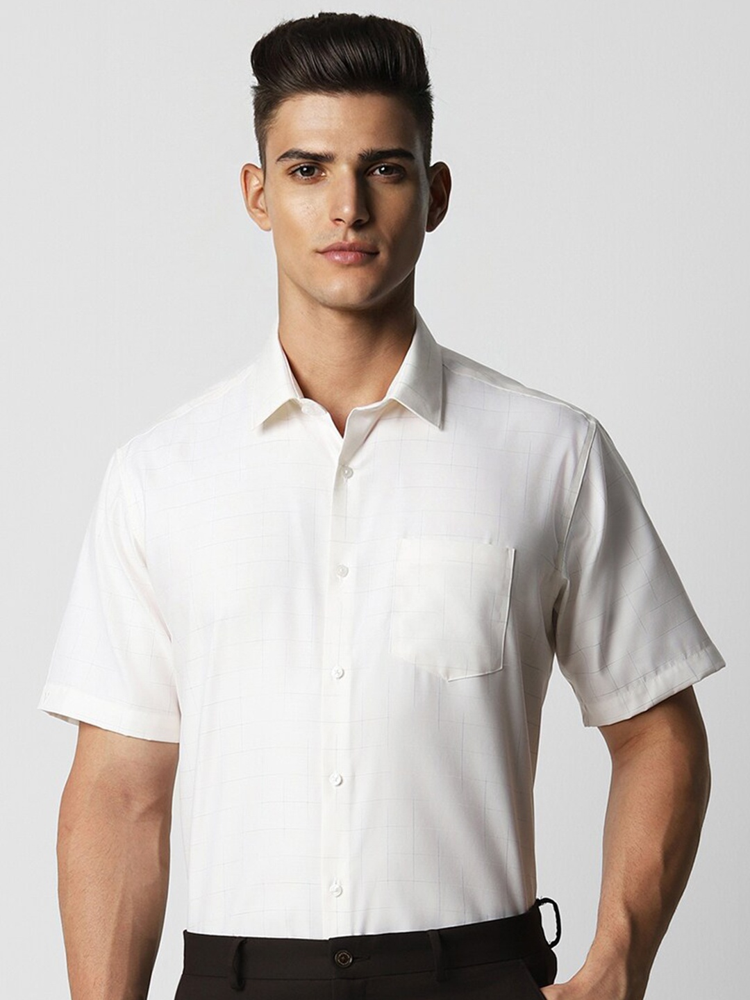 

Van Heusen Spread Collar Long Sleeves Regular Fit Cotton Formal Shirt, Cream