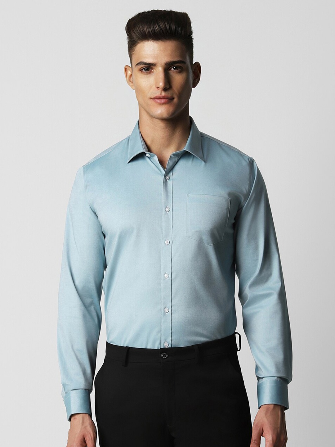 

Van Heusen Spread Collar Long Sleeves Slim Fit Cotton Formal Shirt, Blue