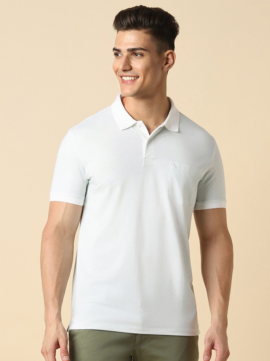 

Allen Solly Polo Collar Knitted Cotton T-shirt, White