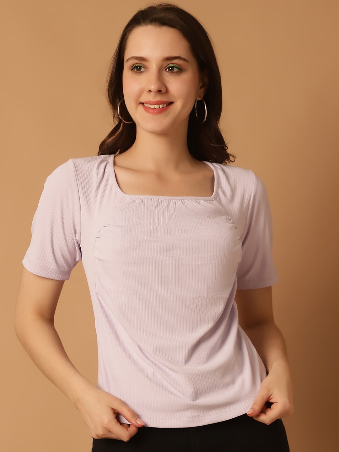 

NEUDIS Square Neck Regular Top, Purple