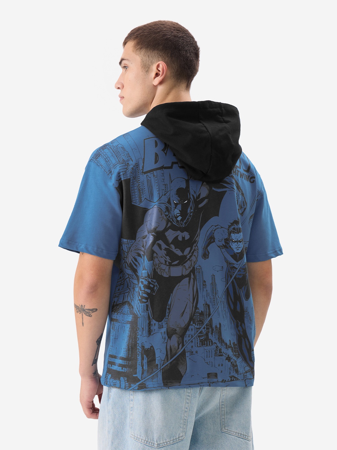 

The Souled Store Round Neck DC: Batman & Nightwing Printed T-shirt, Blue